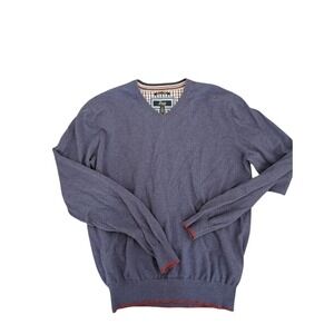 Bass Cashmere Blend V-Neck Sweater  Cotton Cashmere Casual Pullover Purple M